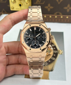 Đồng hồ Audemars Piguet Royal Oak 26240 Replica 11 mạ vàng hồng mặt đen xưởng APS 41mm (14)