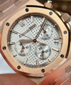 Đồng hồ Audemars Piguet Royal Oak 26240 Replica 11 mạ vàng hồng mặt trắng xưởng APS 41mm (17)