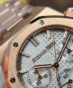 Đồng hồ Audemars Piguet Royal Oak 26240 Replica 11 mạ vàng hồng mặt trắng xưởng APS 41mm (17)