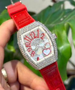 Đồng hồ Franck Muller V32 nữ full đá mặt trái tim fake 11 36mm