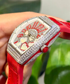 Đồng hồ Franck Muller V32 nữ full đá mặt trái tim fake 11 36mm