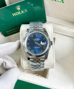 Đồng hồ Rolex Datejust ZF nam xanh blue cọc số la mã máy Miyota nhật Fake 11 40mm