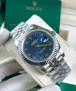Đồng hồ Rolex Datejust ZF nam xanh blue cọc số la mã máy Miyota nhật Fake 11 40mm