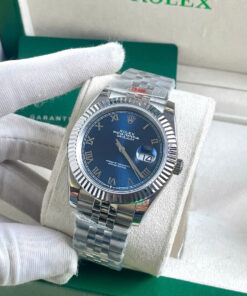 Đồng hồ Rolex Datejust ZF nam xanh blue cọc số la mã máy Miyota nhật Fake 11 40mm