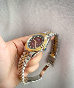 Đồng hồ Rolex Datejust nam demi mặt đỏ máy cơ nhật rẻ fake 11 38-41mm
