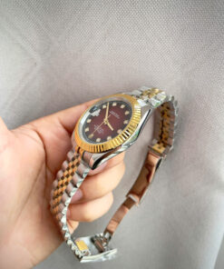 Đồng hồ Rolex Datejust nam demi mặt đỏ máy cơ nhật rẻ fake 11 38-41mm
