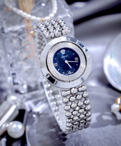 Đồng hồ Versace Eon Pour Femmes nữ dây kim loại mặt xanh blue like auth 34mm