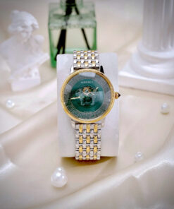 Đồng hồ Versace Medusa Alchemy nữ dây kim loại demi mặt xanh lá like auth 38mm