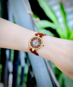 Đồng hồ Cartier Must Vendome nữ dây da đỏ cọc số la mã like auth 30mm