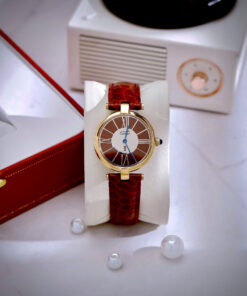 Đồng hồ Cartier Must Vendome nữ dây da đỏ cọc số la mã like auth 30mm