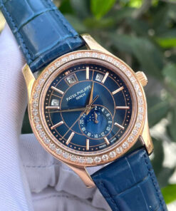 Đồng hồ Patek Philippe 5205R nam rose gold đính đá fake cao cấp 40mm