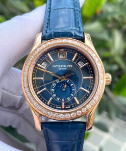 Đồng hồ Patek Philippe 5205R nam rose gold đính đá fake cao cấp 40mm
