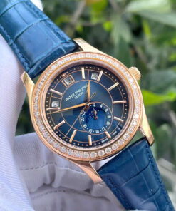 Đồng hồ Patek Philippe 5205R nam rose gold đính đá fake cao cấp 40mm