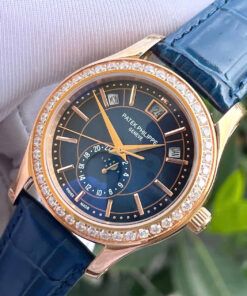 Đồng hồ Patek Philippe 5205R nam rose gold đính đá fake cao cấp 40mm