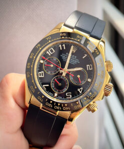 Đồng hồ Rolex Daytona Cosmograph vàng gold mặt đen cọc số học trò fake 11 40mm