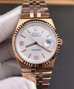 Đồng hồ Rolex Land - Dweller replica 11 cao cấp rose gold cọc số dạ quang 40mm