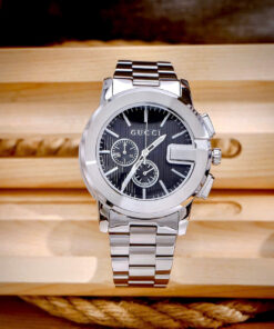 Đồng Hồ Gucci Chronograph Like Auth Dây Kim Loại Mặt Số Đen Máy Pin Nam 44mm (8)