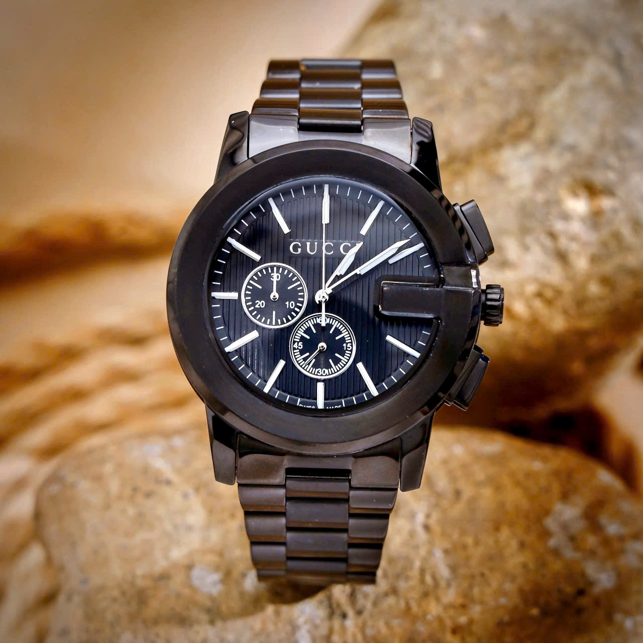 Đồng Hồ Gucci Chronograph Like Auth Màu Đen Nam Dây Thép Đen 44mm (2) Đồng Hồ Gucci Chronograph Like Auth Màu Đen Nam Dây Thép Đen 44mm (2)
