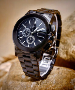 Đồng Hồ Gucci Chronograph Like Auth Màu Đen Nam Dây Thép Đen 44mm (2)