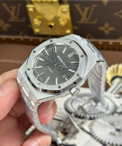 Đồng hồ Audemars Piguet Rep 11 Royal Oak 15410 Frosted mặt xám dây kim loại xưởng APS 41mm (2)