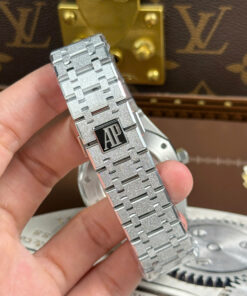 Đồng hồ Audemars Piguet Rep 11 Royal Oak 15410 Frosted mặt xám dây kim loại xưởng APS 41mm (2)