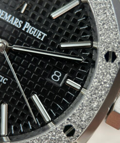 Đồng hồ Audemars Piguet Replica 11 Royal Oak 15410 Frosted mặt đen dây kim loại xưởng APS 41mm (2)