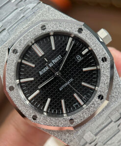Đồng hồ Audemars Piguet Replica 11 Royal Oak 15410 Frosted mặt đen dây kim loại xưởng APS 41mm (2)
