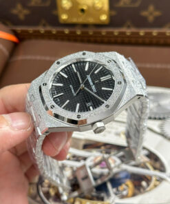 Đồng hồ Audemars Piguet Replica 11 Royal Oak 15410 Frosted mặt đen dây kim loại xưởng APS 41mm (2)