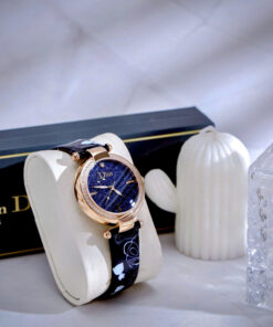 Đồng hồ Dior Montaigne nữ dây da rose gold đính đá like auth 34mm