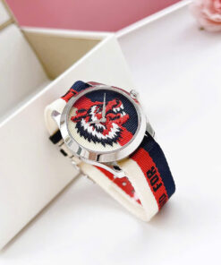 Đồng hồ Gucci G-Timeless mặt hổ dây nato sọc 3 màu like auth 38mm