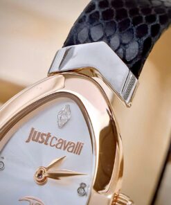 Đồng hồ Just Cavalli Embellished Dial & Leather nữ rose gold like auth 30mm