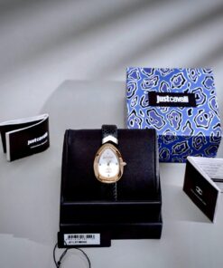 Đồng hồ Just Cavalli Embellished Dial & Leather nữ rose gold like auth 30mm