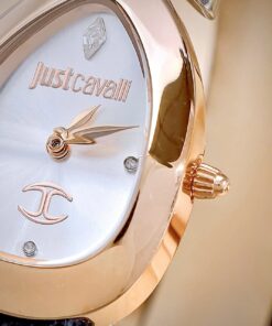 Đồng hồ Just Cavalli Embellished Dial & Leather nữ rose gold like auth 30mm