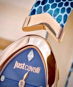 Đồng hồ Just Cavalli nữ Embellished Dial & Leather dây da xanh like auth 30mm