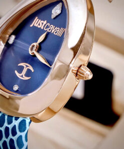 Đồng hồ Just Cavalli nữ Embellished Dial & Leather dây da xanh like auth 30mm