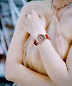 Đồng hồ Louis Vuitton Tambour nữ dây da đỏ máy Pin giá rẻ like auth 34mm