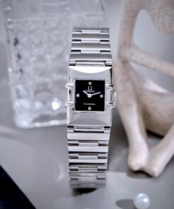 Đồng hồ Omega Constellation Quadra nữ dây kim loại máy Pin Nhật fake cao cấp 22x28mm (3)
