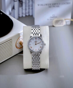 Đồng hồ Omega De Ville Prestige nữ dây kim loại đính đá fake cao cấp 28mm