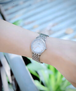 Đồng hồ Omega De Ville Prestige nữ dây kim loại đính đá fake cao cấp 28mm