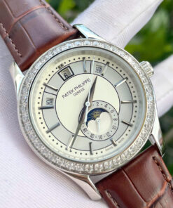 Đồng hồ Patek Philippe 5205R dây da nâu máy nhật giá rẻ fake cao cấp 40mm