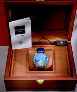 Đồng hồ Patek Philippe Genève nam xanh blue lộ cơ Tourbillon fake cao cấp 42mm