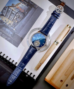 Đồng hồ Patek Philippe Genève nam xanh blue lộ cơ Tourbillon fake cao cấp 42mm