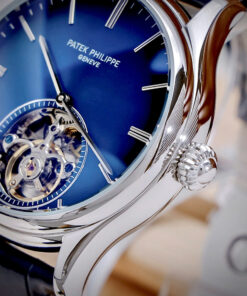 Đồng hồ Patek Philippe Genève nam xanh blue lộ cơ Tourbillon fake cao cấp 42mm