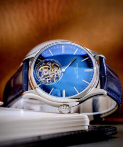 Đồng hồ Patek Philippe Genève nam xanh blue lộ cơ Tourbillon fake cao cấp 42mm