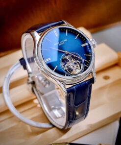 Đồng hồ Patek Philippe Genève nam xanh blue lộ cơ Tourbillon fake cao cấp 42mm