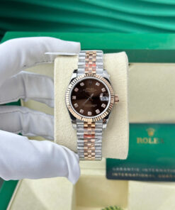Đồng hồ Rolex DateJust mặt nâu Rep 11 bọc vàng thật nhà máy GM 31mm (1)