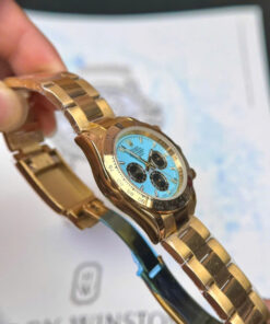 Đồng hồ Rolex Daytona Cosmograph nam vàng gold mặt xanh băng fake cao cấp 40mm