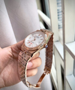 Đồng hồ Rolex Land – Dweller nam rose gold cọc dạ quang fake cao cấp 41mm