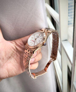 Đồng hồ Rolex Land – Dweller nam rose gold mặt tổ ong cọc số đính đá fake 11 41mm