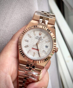 Đồng hồ Rolex Land – Dweller nam rose gold mặt tổ ong cọc số đính đá fake 11 41mm